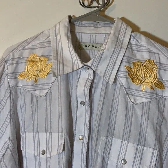 Roper Snap Buttons Long Sleeve Western Shirt, 1X - Picture 2 of 8